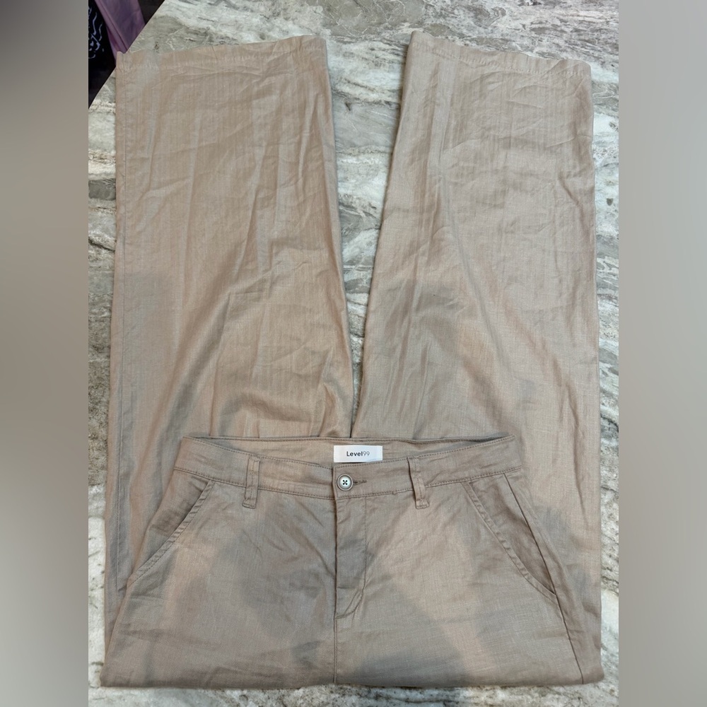Level 99 Women’s Straight Leg Lightweight Pants 29 Taupe Soft Casual Trouser